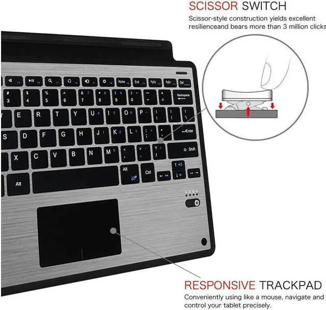 Alt view image 6 of 7 - Bluetooth Keyboard For Microsoft Surface Pro 3 Pro 4 Pro 5 with Touchpad Werleo Ultra-Slim Portable Aluminum Wireless Bluetooth Keyboard For Surface Pro 3 / Surface Pro 4 / Pro 5