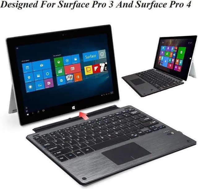 Alt view image 7 of 7 - Bluetooth Keyboard For Microsoft Surface Pro 3 Pro 4 Pro 5 with Touchpad Werleo Ultra-Slim Portable Aluminum Wireless Bluetooth Keyboard For Surface Pro 3 / Surface Pro 4 / Pro 5