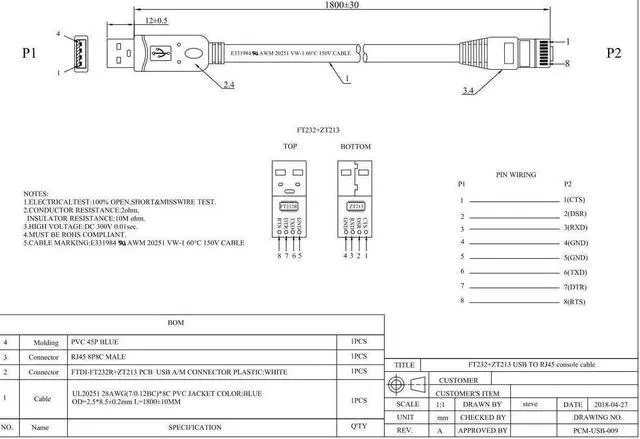 Alt view image 7 of 7 - USB Console Cable,6ft USB to RJ45 FTDI Chip RS232 Console Cable for Routers/AP Router/Switch/Windows 7, 8 (1.8m, Blue)