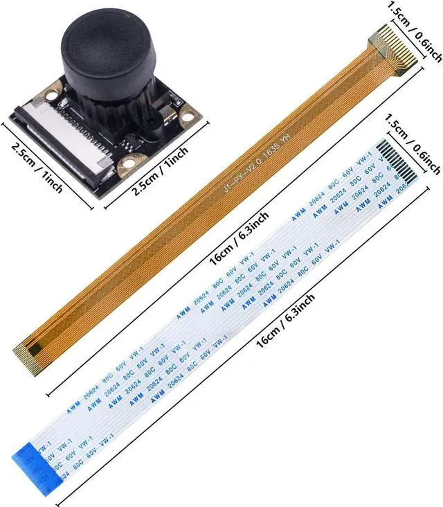 Alt view image 3 of 6 - Raspberry Pi 3 Camera Module, 5 Megapixels Wide-Angel Fish-Eye Camera, OV5647 Sensor with Flex Cable for Raspberry Pi 4/ 3B+/ 3B/ 2B/ Pi Zero