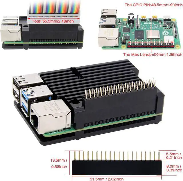 Alt view image 5 of 6 - Raspberry Pi 4 Armor Case, Raspberry Pi 4 Computer Model B Armor Aluminum Alloy Passive Cooling Case Compatible with Raspberry Pi 4 Model B Only