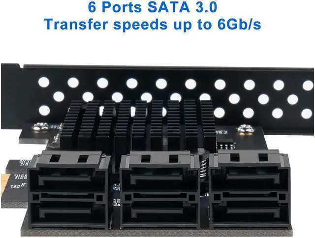 Alt view image 2 of 7 - WERLEO PCIe SATA Card 6 Port with 6 SATA Cables and a SATA Power Splitter Cable, 6 Gb/s PCIe SATA Controller Expression Card with Low Profile Bracket, Boot as System Disk Support 6 SATA 3.0 Devices