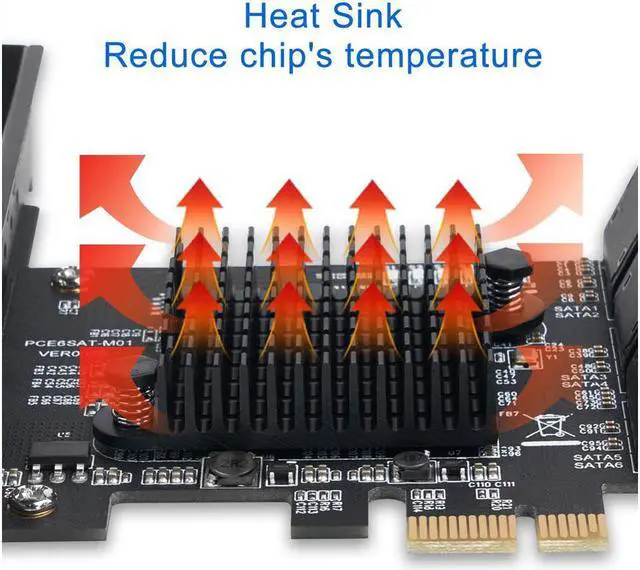 Alt view image 5 of 7 - WERLEO PCIe SATA Card 6 Port with 6 SATA Cables and a SATA Power Splitter Cable, 6 Gb/s PCIe SATA Controller Expression Card with Low Profile Bracket, Boot as System Disk Support 6 SATA 3.0 Devices