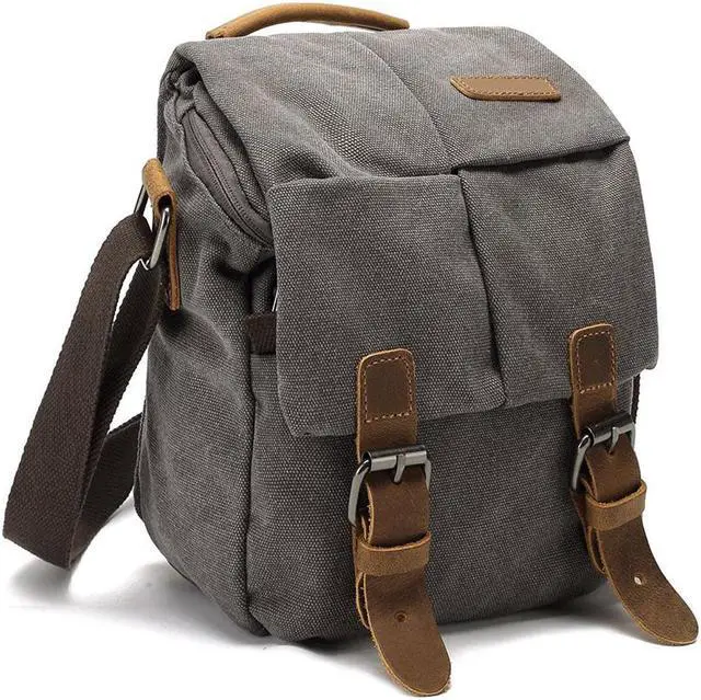 Main image of Vintage Canvas Camera Bag Waterproof Leather DSLR SLR Messenger Shoulder Bag