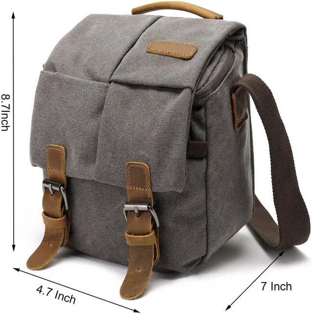Alt view image 2 of 6 - Vintage Canvas Camera Bag Waterproof Leather DSLR SLR Messenger Shoulder Bag