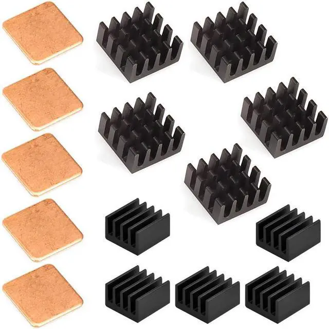 Main image of 15 pcs Raspberry Pi Heatsink Kit Aluminum + Copper + 3M 8810 thermal conductive adhesive tape for cooling cooler Raspberry Pi 3 B+ Pi 3 B Pi 2 Pi Model B+