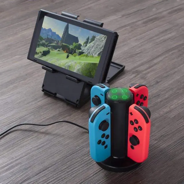 Alt view image 6 of 6 - Charging Dock for Nintendo Switch Joy Con, Charges Up to 4 Joy-Con Controllers Simultaneously (Black)
