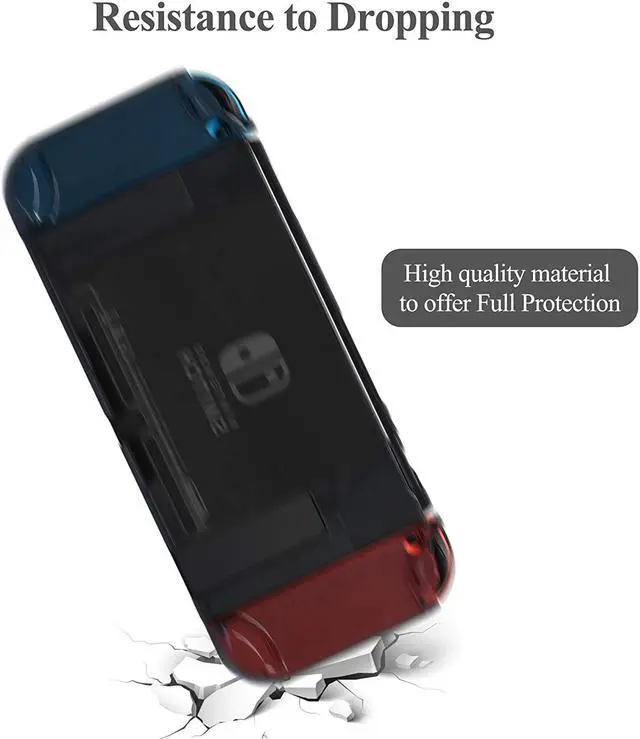 Alt view image 3 of 7 - Dockable Case for Nintendo Switch, Protective Accessories Cover Case for Nintendo Switch and Nintendo Switch Joy-Con Controller with a Tempered Glass Screen Protector - Clear Black