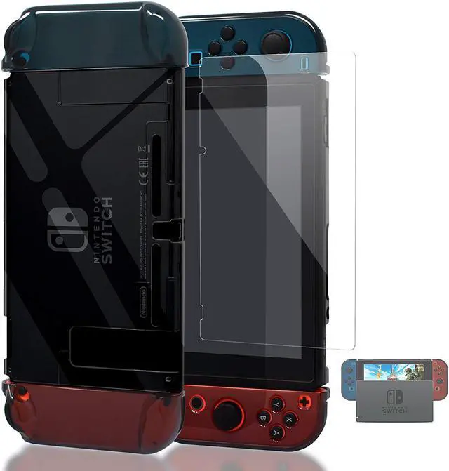 Main image of Dockable Case for Nintendo Switch, Protective Accessories Cover Case for Nintendo Switch and Nintendo Switch Joy-Con Controller with a Tempered Glass Screen Protector - Clear Black