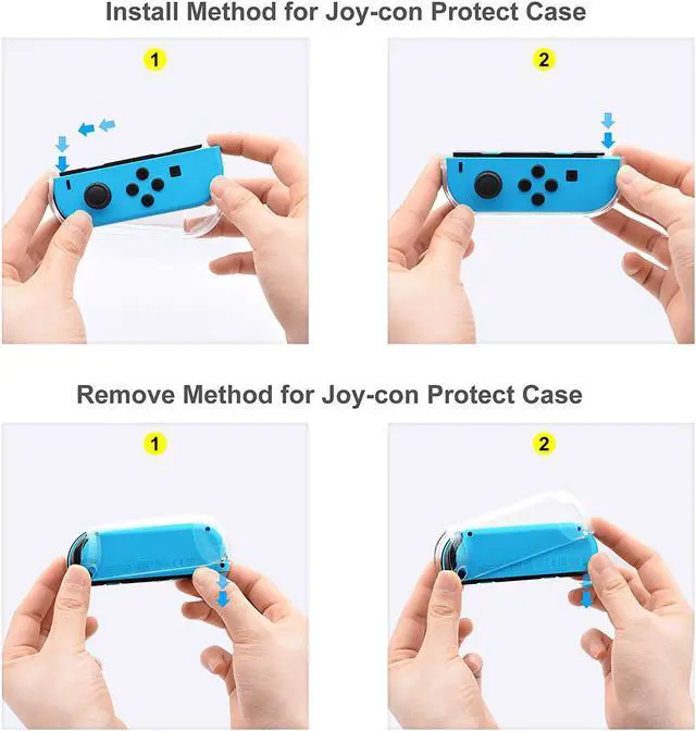 Alt view image 4 of 7 - Dockable Case for Nintendo Switch, Protective Accessories Cover Case for Nintendo Switch and Nintendo Switch Joy-Con Controller with a Tempered Glass Screen Protector - Clear Black