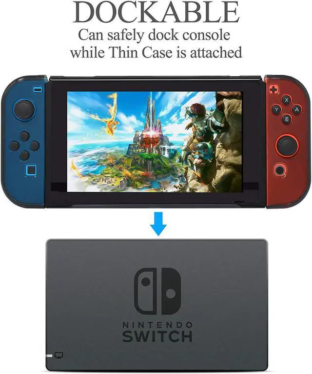 Alt view image 5 of 7 - Dockable Case for Nintendo Switch, Protective Accessories Cover Case for Nintendo Switch and Nintendo Switch Joy-Con Controller with a Tempered Glass Screen Protector - Clear Black