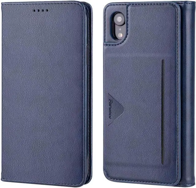 Alt view image 2 of 7 - iPhone XR Wallet Case Premium Leather iPhone XR Cases Folio Flip Case with Kickstand Card Holder Slots Screen Protector Shockproof Protective Cover for Apple iPhone XR 6.1 inch