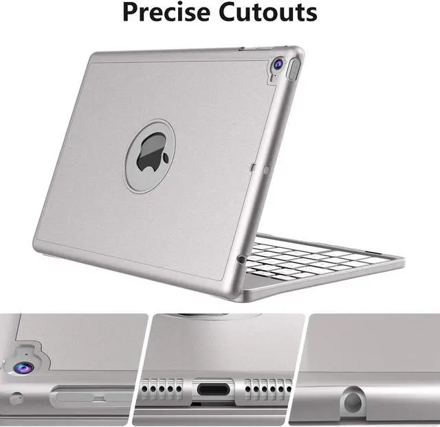 Alt view image 2 of 7 - iPad Mini 5 / Mini 4 Keyboard - 135 Degree Flip 7 Color Backlit Aluminum Shell Smart Folio Keyboard Case with Auto Sleep/Wake for iPad Mini 5th Gen 2019 / iPad Mini 4 2015