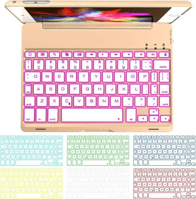 Alt view image 6 of 7 - iPad Mini 5 / Mini 4 Keyboard - 135 Degree Flip 7 Color Backlit Aluminum Shell Smart Folio Keyboard Case with Auto Sleep/Wake for iPad Mini 5th Gen 2019 / iPad Mini 4 2015