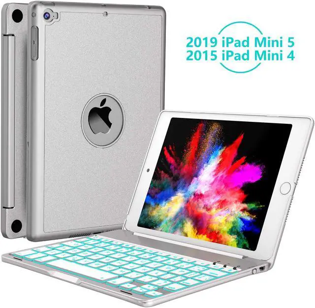 Main image of iPad Mini 5 / Mini 4 Keyboard - 135 Degree Flip 7 Color Backlit Aluminum Shell Smart Folio Keyboard Case with Auto Sleep/Wake for iPad Mini 5th Gen 2019 / iPad Mini 4 2015