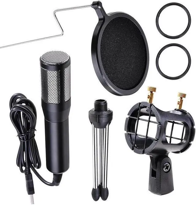 Alt view image 3 of 7 - Condenser Microphone Portable Mini Recording Microphone with Tripod Stand USB Plug Play Home Studio Microphones for PC Online Chat Voice Recording Skype Tablets Laptops PC YouTube