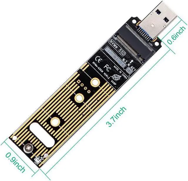 Alt view image 7 of 7 - NVME to USB Adapter, M.2 SSD to Type A Card, No Cable Need, High Performance 10 Gbps USB 3.1 Gen 2 Bridge Chip, Use as Portable SSD, USB to M2 SSD Key M, Support Windows XP 7 8 10, MAC OS