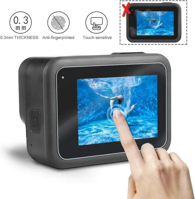 Alt view image 4 of 6 - Screen Protector for GoPro Hero 8 Black,6 Pcs Ultra Clear Tempered Glass GoPro Hero 8 Screen Protector Lens Protector Accessories