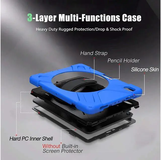 Alt view image 2 of 7 - iPad Pro 11 Case 2018 with Pencil Holder - Support Apple Pencil Charging - 360 Degree Swivel Stand / Hand Strap - Slim Heavy Duty Shockproof Rugged High Impact Full Body Protective Case Cover