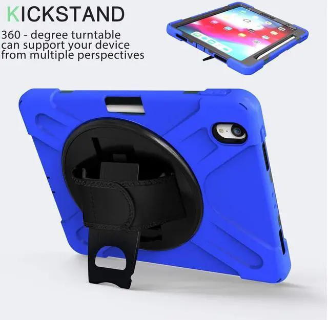Alt view image 3 of 7 - iPad Pro 11 Case 2018 with Pencil Holder - Support Apple Pencil Charging - 360 Degree Swivel Stand / Hand Strap - Slim Heavy Duty Shockproof Rugged High Impact Full Body Protective Case Cover
