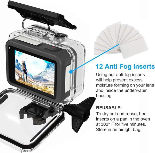 Alt view image 2 of 6 - Waterproof Housing Case for GoPro Hero 8 Black Camera, 200FT/61M Underwater Photography Hard Diving Protective Housing Shell with 12pcs Anti Fog Inserts Accessories