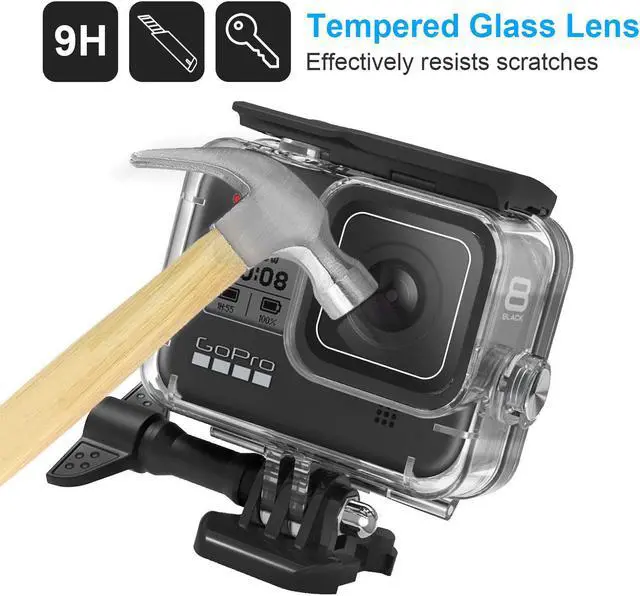 Alt view image 5 of 6 - Waterproof Housing Case for GoPro Hero 8 Black Camera, 200FT/61M Underwater Photography Hard Diving Protective Housing Shell with 12pcs Anti Fog Inserts Accessories
