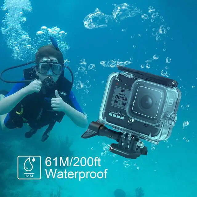 Alt view image 6 of 6 - Waterproof Housing Case for GoPro Hero 8 Black Camera, 200FT/61M Underwater Photography Hard Diving Protective Housing Shell with 12pcs Anti Fog Inserts Accessories