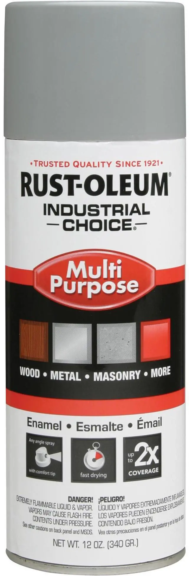 Alt view image 3 of 3 - Rust-Oleum - 214645 - Industrial Choice 1600 Enamel Aerosol 61 Lt Gray