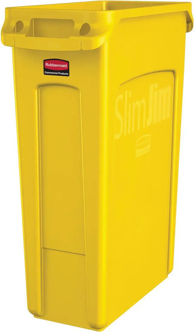 Alt view image 2 of 4 - RUBBERMAID COMMERCIAL 1956188 23 gal Rectangular Trash Can, Yellow, 11 in Dia,