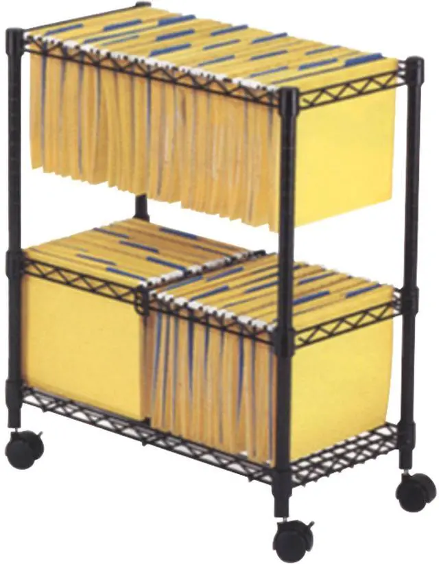 Alt view image 15 of 20 - Safco - 5278BL - Safco 2-Tier Rolling File Cart - 300 lb Capacity - 4 Casters - Steel - x 25.8 Width x 14 Depth x 29.8