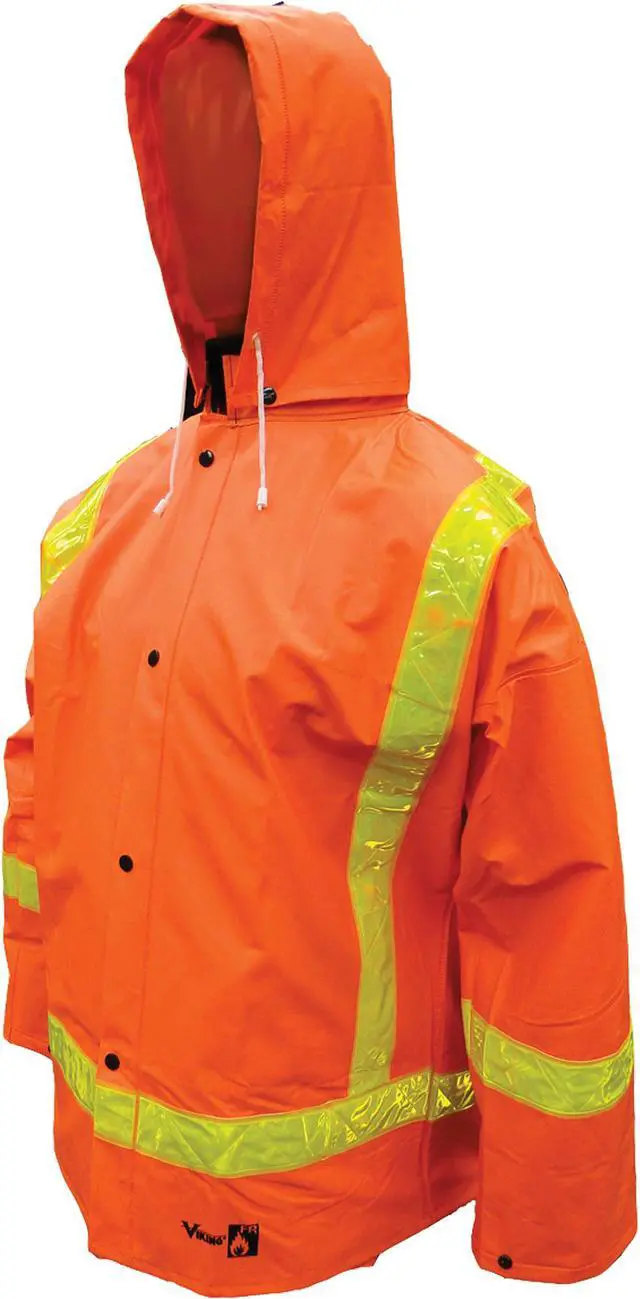 Alt view image 3 of 4 - VIKING 2110FR-M Flame Resistant 3 Piece Rain Suit, Polyester, PVC, 0.35 mm