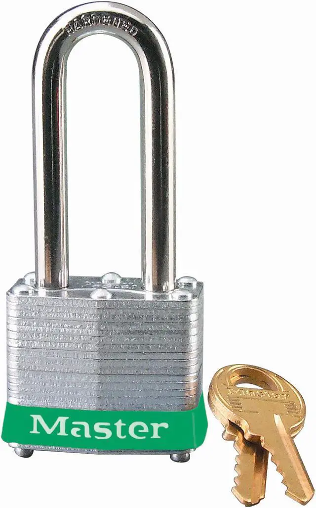 Alt view image 2 of 9 - MASTER LOCK 3LHGRN Lockout Padlock, Keyed Different, Steel, Green, 2 in Shackle