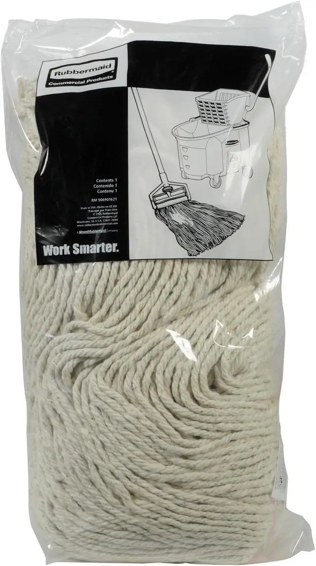 Alt view image 6 of 6 - RUBBERMAID COMMERCIAL FGF11900WH00 1 in String Wet Mop, 32 oz Dry Wt, Slide On
