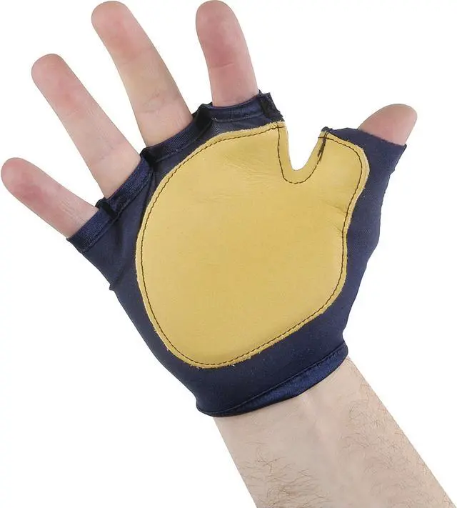 Alt view image 3 of 3 - Anti-Impact Gloves,  Nylon, Grain Leather Palm Material,  M,  Blue,  Fingerless
