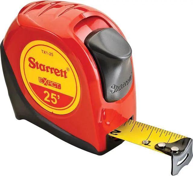 Alt view image 2 of 2 - starrett exact ktx125n abs plastic case red measuring pocket tape, english graduation style, 25' length, 1" width, 0.0625" graduation interval