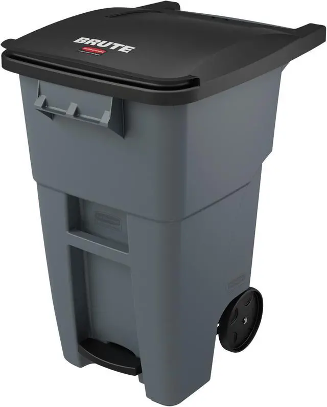 Alt view image 2 of 5 - Rubbermaid 1971956 Brute Step-On Rollouts, Square, 50 Gal, Gray