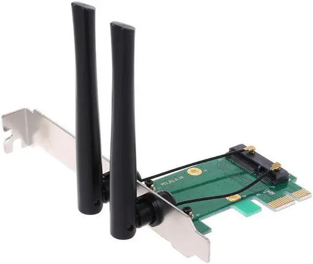 Alt view image 2 of 5 - High Quality Wireless Network Card WiFi Mini PCI-E Express to PCI-E Adapter 2 Antenna External PC