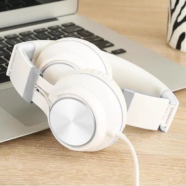 Alt view image 3 of 5 - Wired Headphones Over-Ear Headset Super Bass with Mic Adjustable Headband for Phone PC Computer