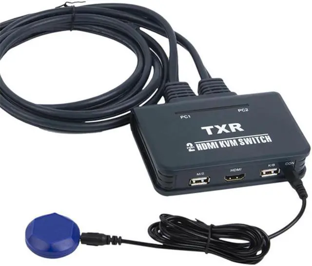 Alt view image 2 of 5 - 2 Port HDMI Keyboard Mouse Splitter Box KVM Switch Button Desktop Controller Notebook TV Projector Plug And Play USB With Cables