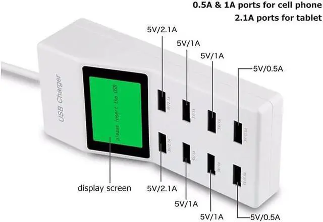 Alt view image 5 of 5 - 8 Port USB Wall Charger Charging Station Socket LED HUB Adapter for Mobile Phone Smartphone Tablets Travel Office Home Digital