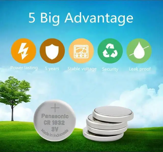 Alt view image 3 of 4 - 10PCA  cr1632 button cell coin battery 3v watch remote control car keys DL1632 ECR1632 GPCE1632 lithium battery