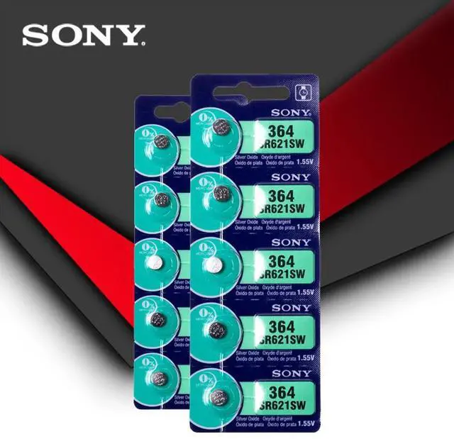 Main image of 10pc Sony 364 SR621SW V364 SR60 SR621 AG1 Watch Battery Button Coin Cell MADE IN JAPAN