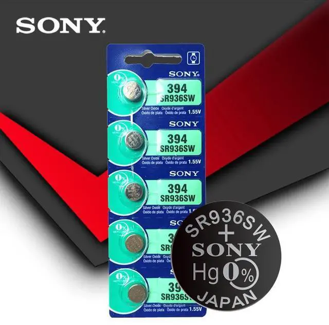 Main image of 5pc Sony 394 SR936SW 936A LR45 L936 AG9 1.55V Silver Oxide Button Cell Coin Battery MADE IN JAPAN
