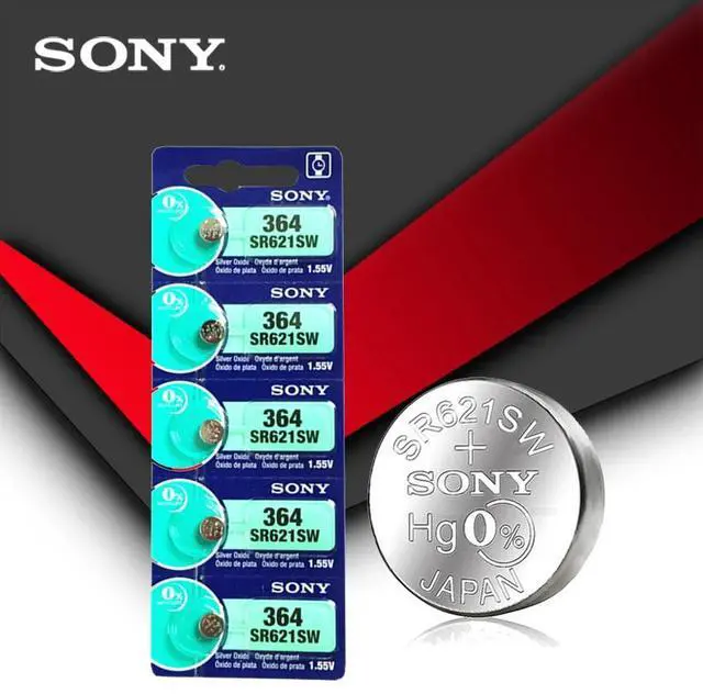 Alt view image 2 of 3 - 2pc Sony 364 SR621SW V364 SR60 SR621 AG1 Watch Battery Button Coin Cell MADE IN JAPAN