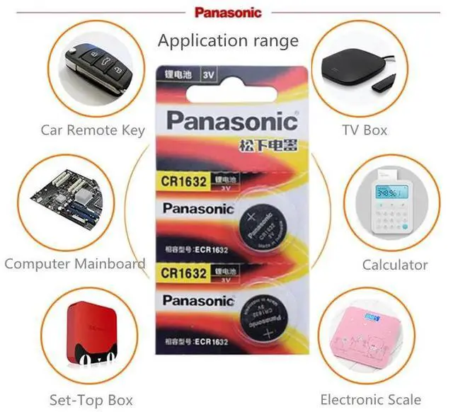 Alt view image 4 of 4 - 10PCA  cr1632 button cell coin battery 3v watch remote control car keys DL1632 ECR1632 GPCE1632 lithium battery