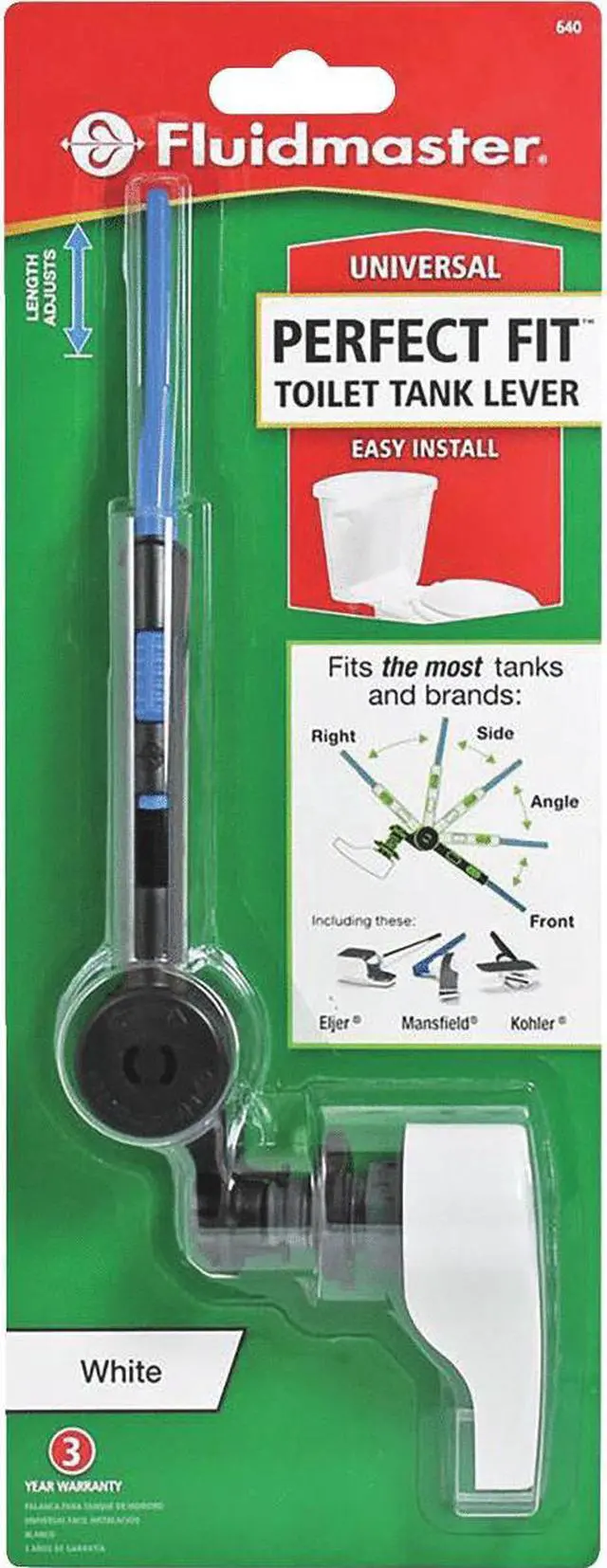 Alt view image 2 of 6 - FLUIDMASTER 640G Tank Lever, Metal, White, Universal Fit