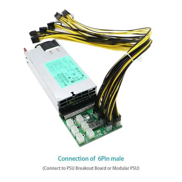 Alt view image 4 of 6 - 6 Pcs 6 Pin PCI-e To 8 Pin (6+2) PCI-e (Male To Male) GPU Power Cable 50cm For Graphic Cards Mining HP Server Breakout Board