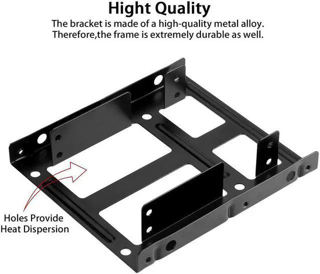 Alt view image 2 of 3 - Metal Dual 2.5" To 3.5" Hard Drive Bay Mounting Bracket - 2 X 2.5" To 3.5" HDD / SSD Mounting Bracket