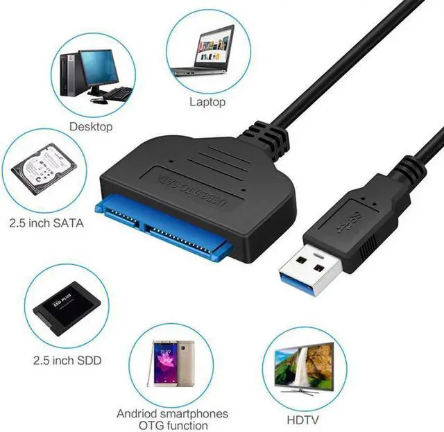 Alt view image 4 of 8 - USB 3.0 To 2.5" SATA III Cable 22 Pin Hard Drive Adapter Cable UASP-SATA To USB3.0 Converter Up To 6 Gbps For External SSD HDD