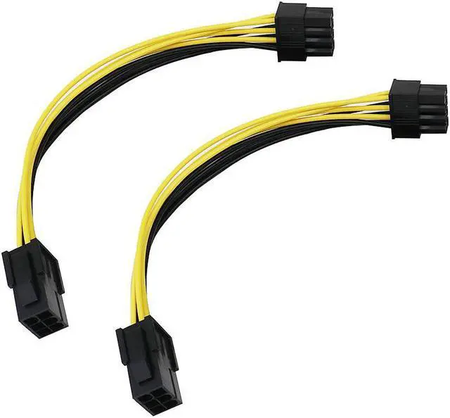 Main image of 2PCS 6 Pin Feamle To 8 Pin Male PCI Express Power Converter Cable CPU Video Graphics Card 6Pin To 8Pin PCIE Power Cable 20cm